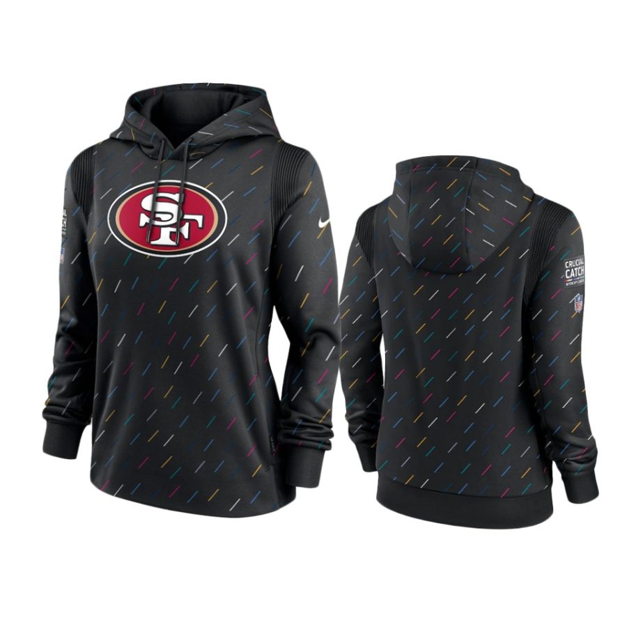 women 49ers anthracite 2021 nfl crucial catch therma pullover hoodie