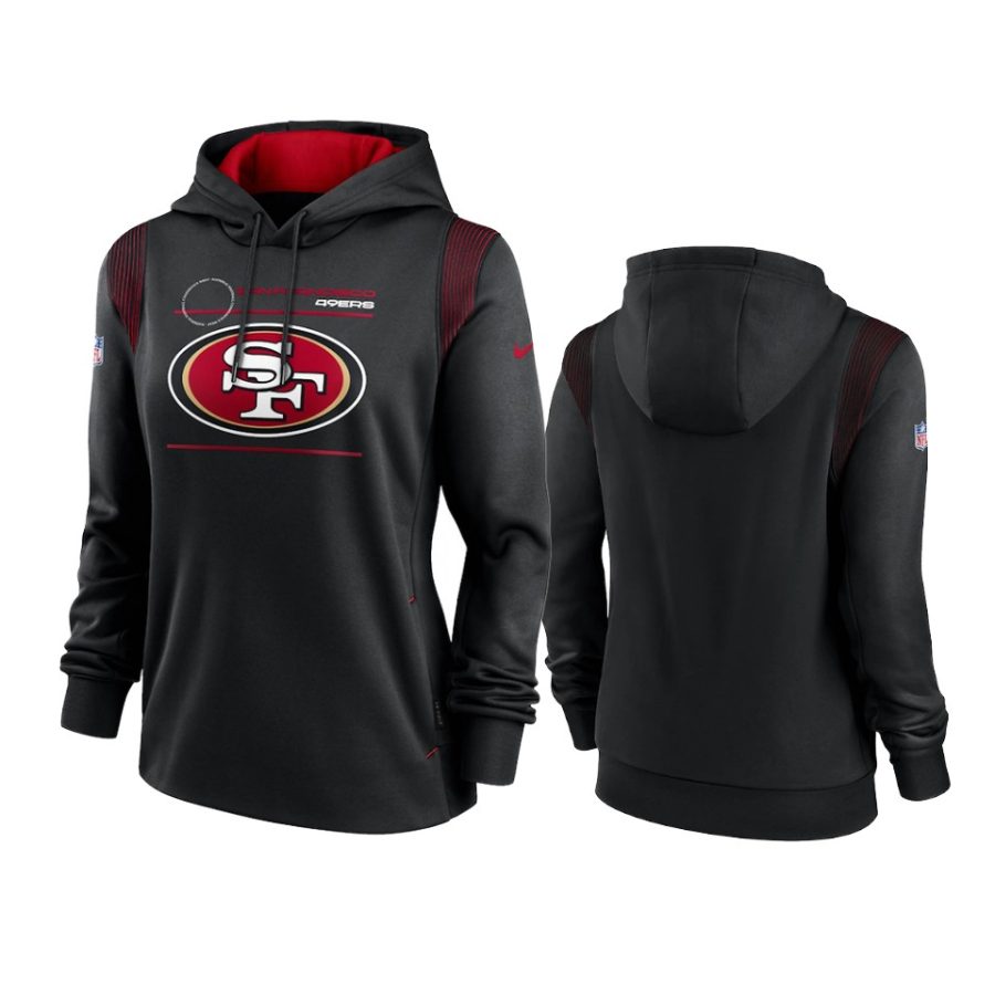 women 49ers black sideline performance pullover hoodie