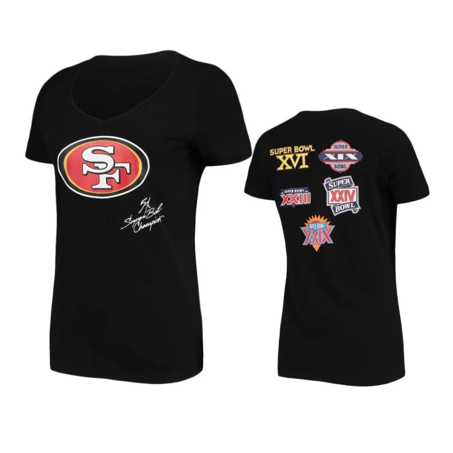 women 49ers black super bowl commemorative t shirt