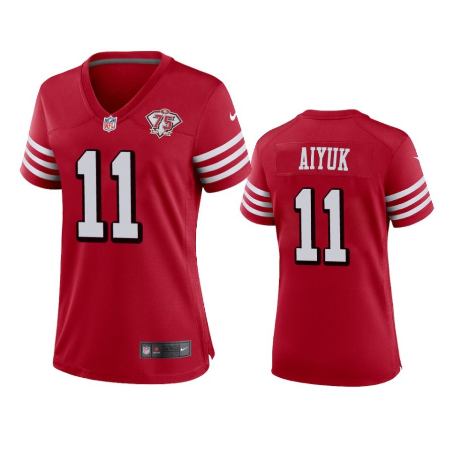 women 49ers brandon aiyuk scarlet 75th anniversary alternate game jersey