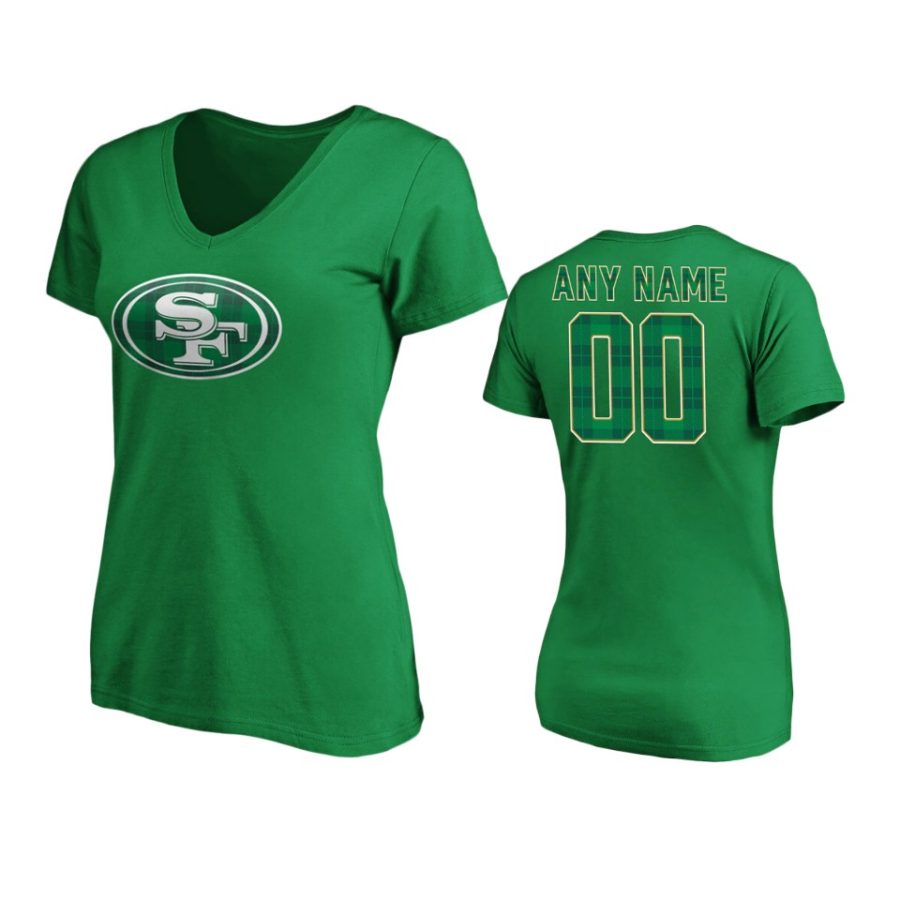 women 49ers custom green st. patricks day emerald plaid t shirt