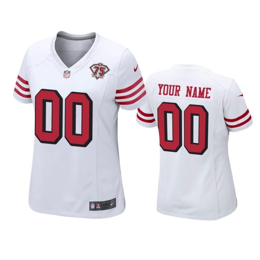 women 49ers custom white 75th anniversary alternate game jersey