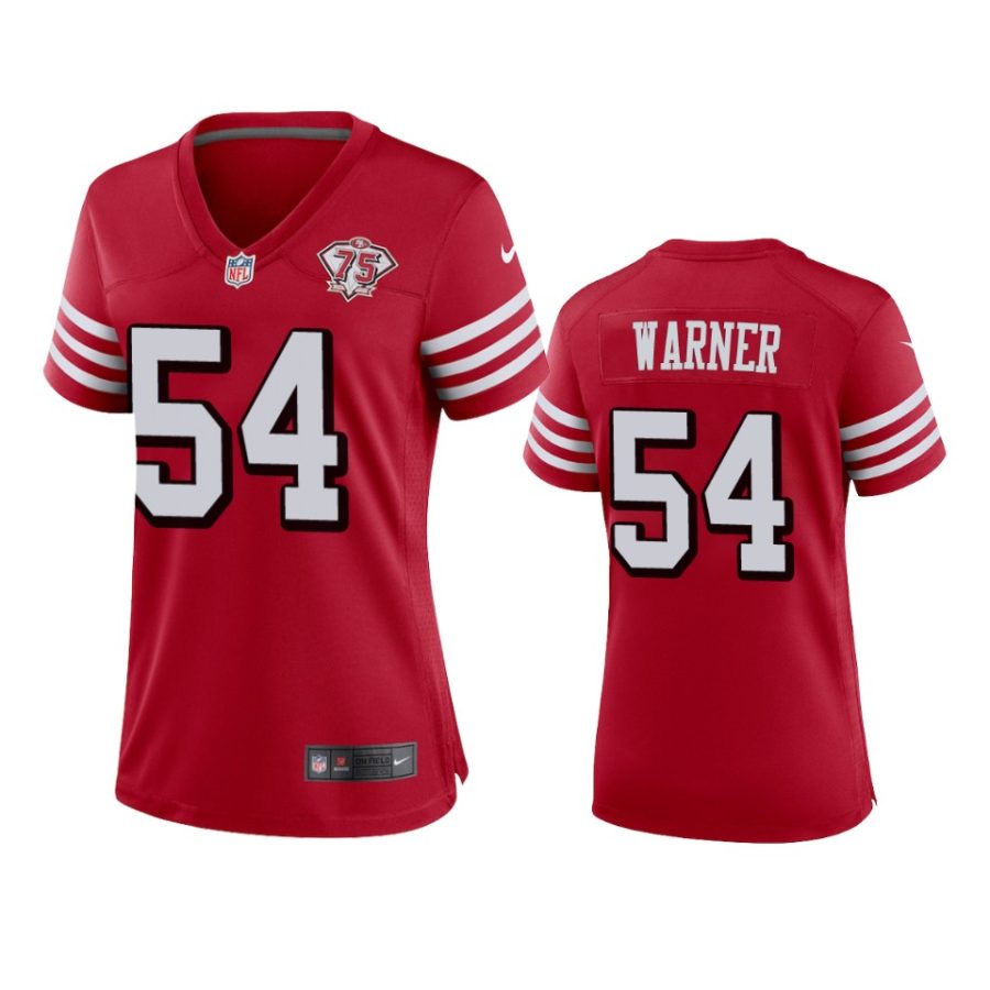 women 49ers fred warner scarlet 75th anniversary alternate game jersey