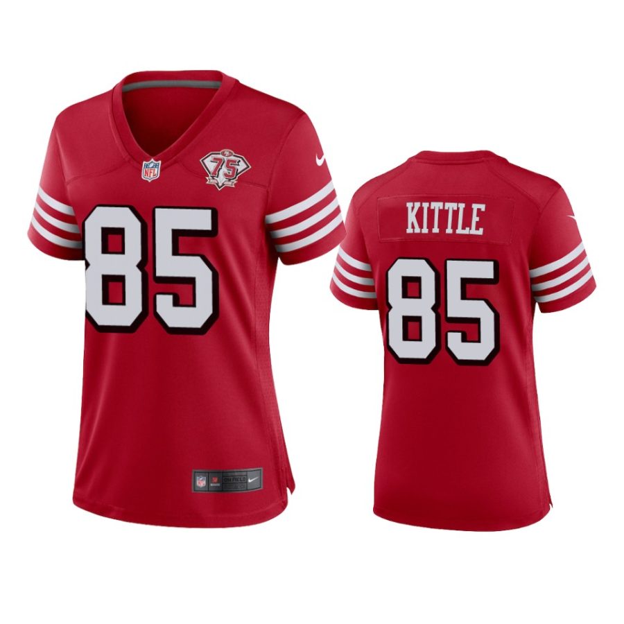 women 49ers george kittle scarlet 75th anniversary alternate game jersey