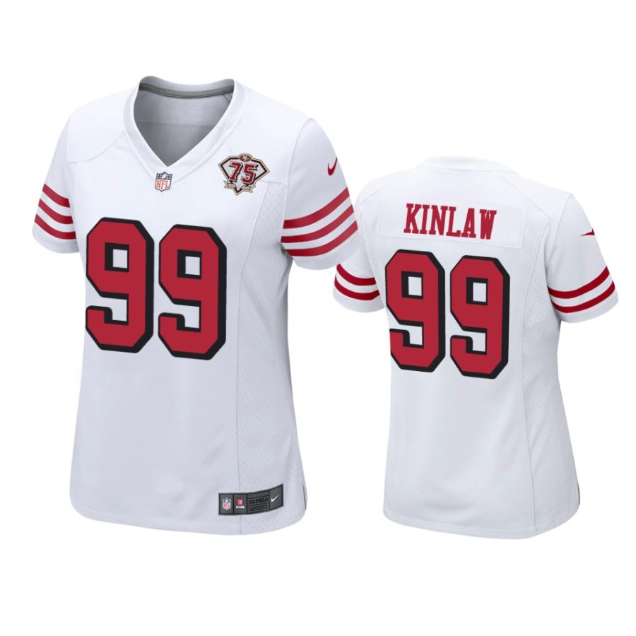 women 49ers javon kinlaw white 75th anniversary alternate game jersey