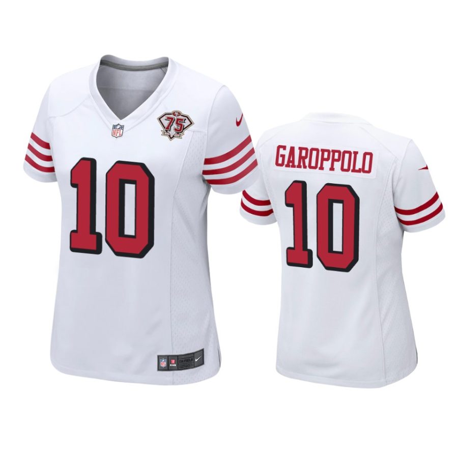 women 49ers jimmy garoppolo white 75th anniversary alternate game jersey