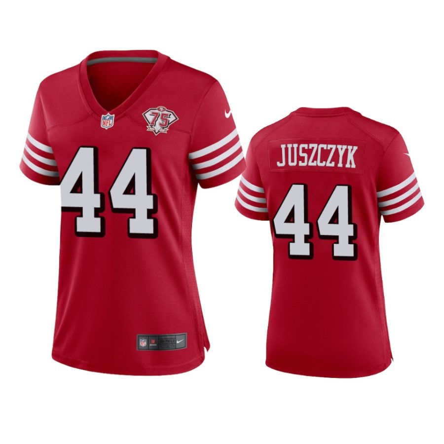 women 49ers kyle juszczyk scarlet 75th anniversary alternate game jersey