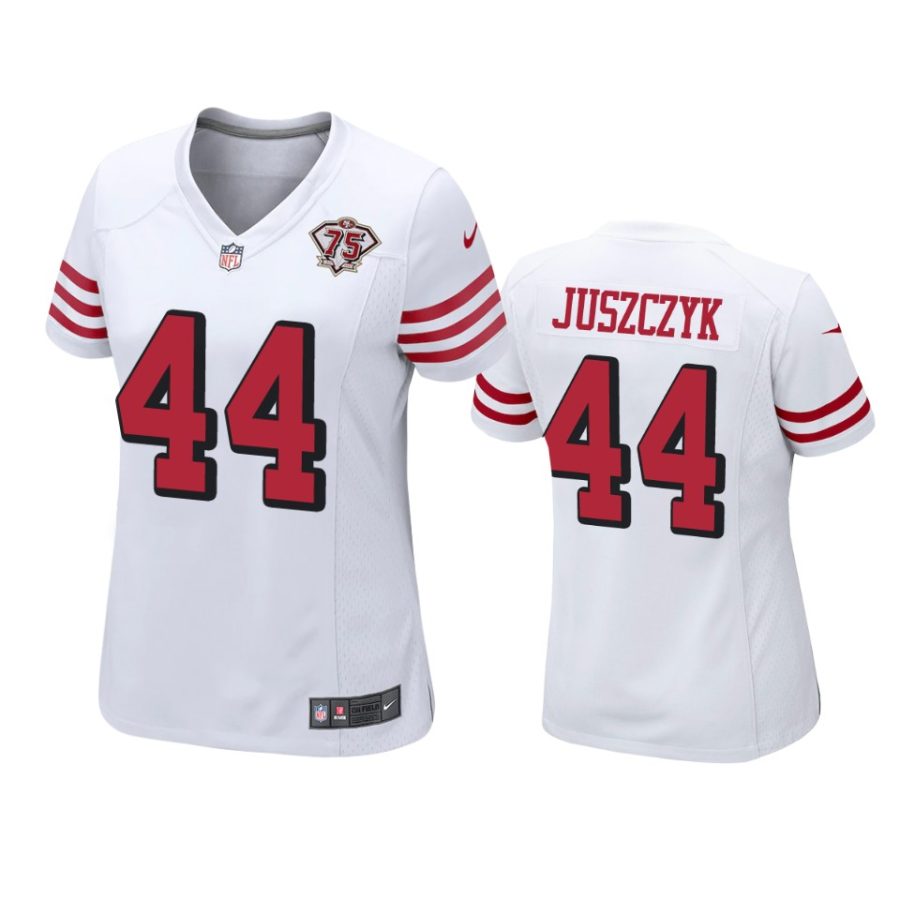 women 49ers kyle juszczyk white 75th anniversary alternate game jersey