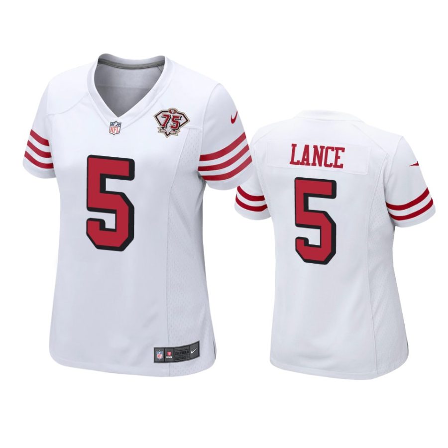 women 49ers trey lance white 75th anniversary alternate game jersey