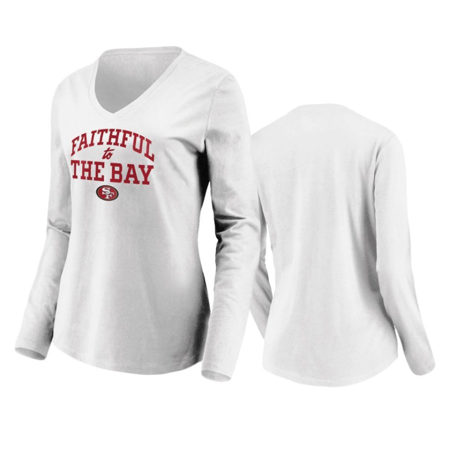 women 49ers white faithful to the bay long sleeve t shirt