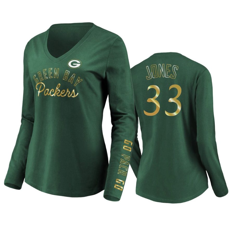 women aaron jones packers green iconic all out glitz t shirt