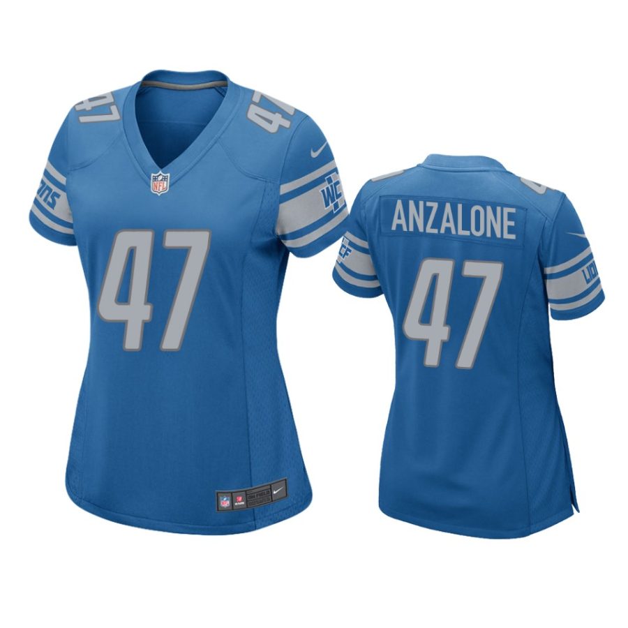 women alex anzalone lions game blue jersey