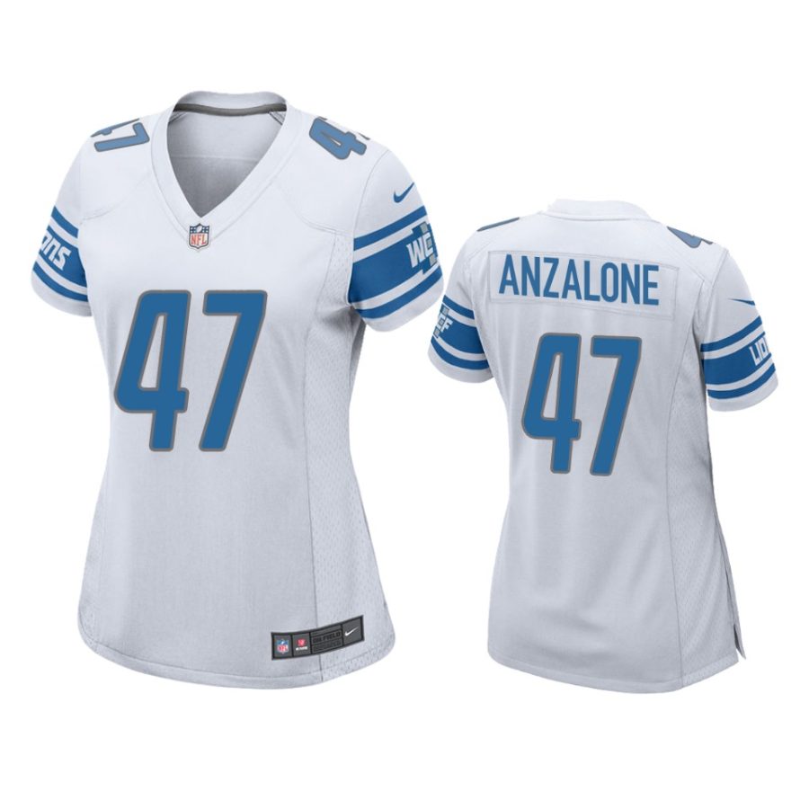 women alex anzalone lions game white jersey