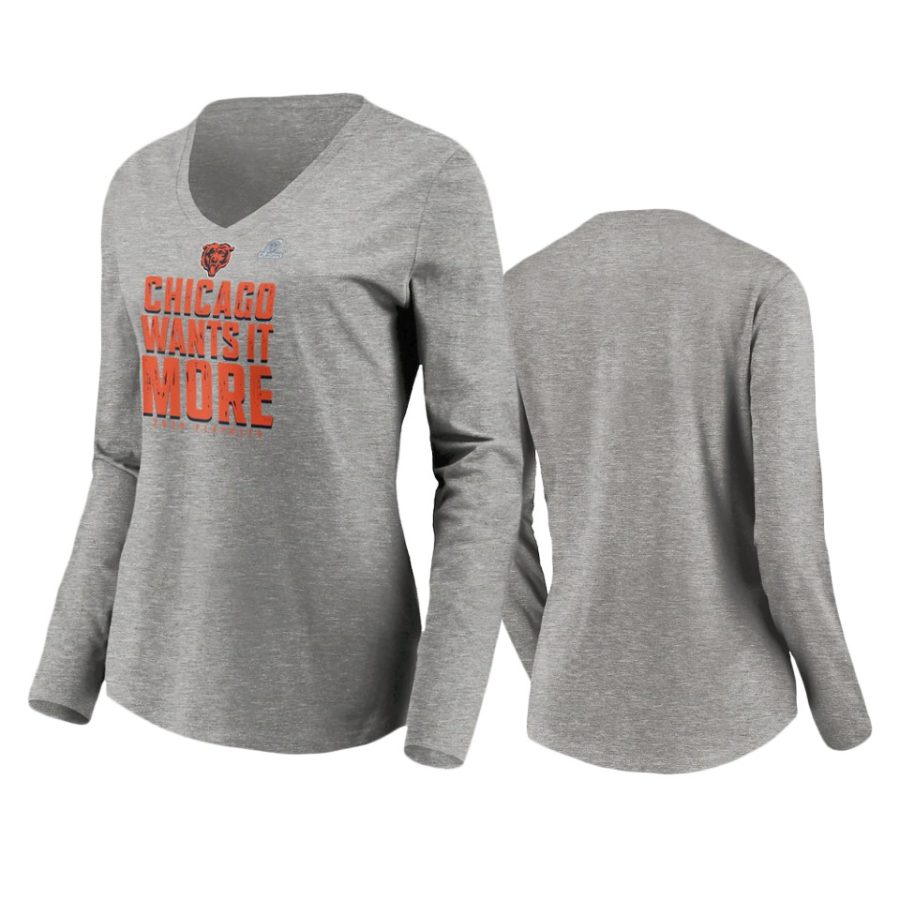 women bears gray 2020 nfl playoffs long sleeve t shirt