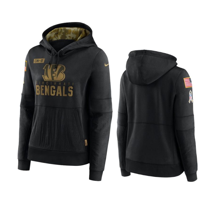 women bengals black 2020 salute to service pullover hoodie