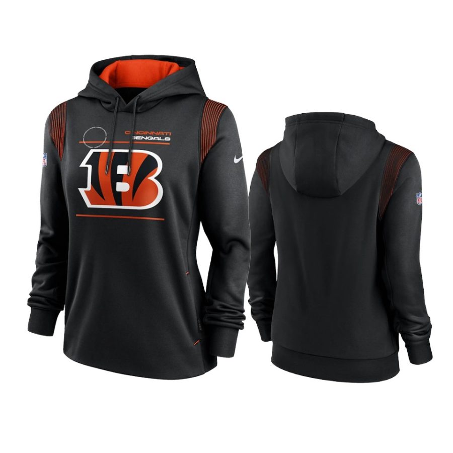 women bengals black sideline performance pullover hoodie