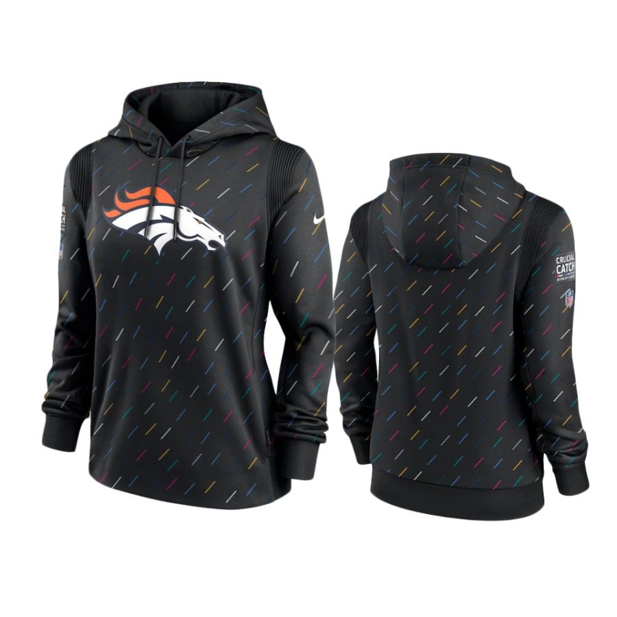 women broncos anthracite 2021 nfl crucial catch therma pullover hoodie