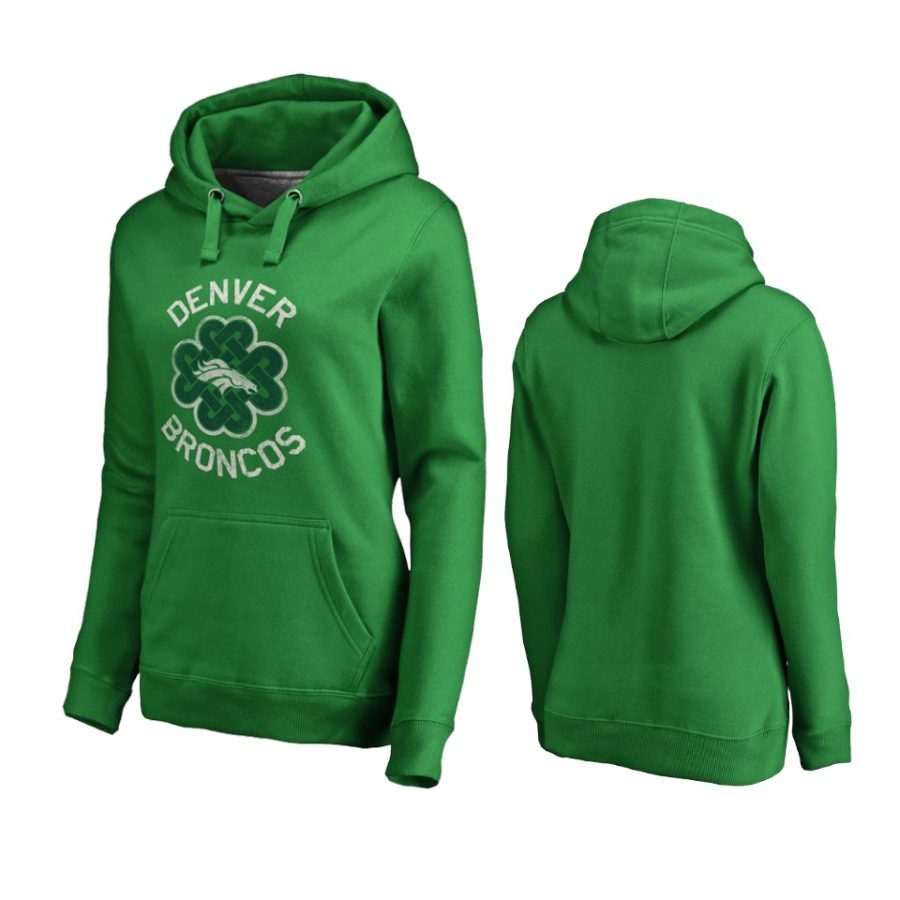 women broncos kelly green st. patricks day hoodie