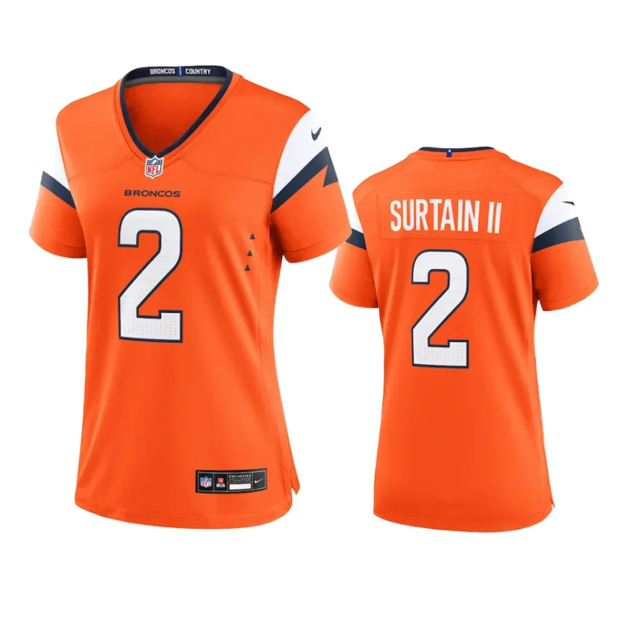 women broncos patrick surtain ii orange 2024 game jersey