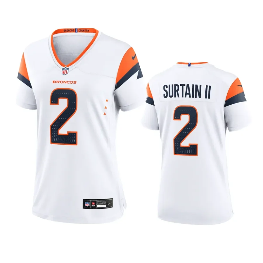 women broncos patrick surtain ii white 2024 game jersey