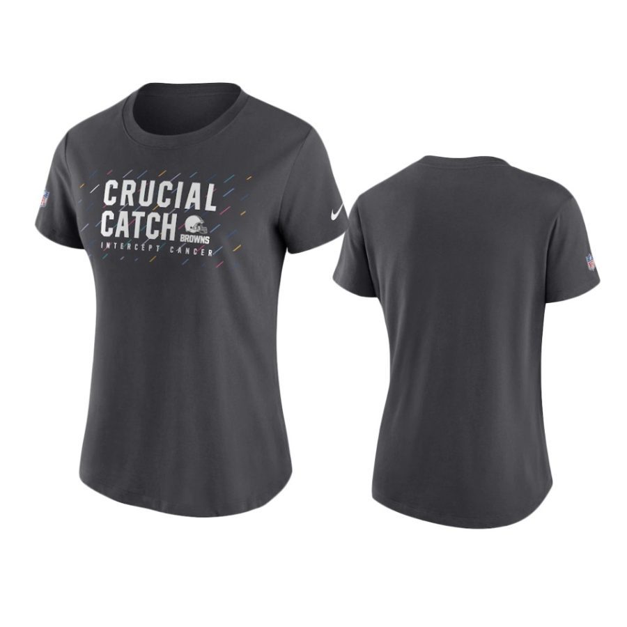 women browns anthracite 2021 nfl crucial catch t shirt