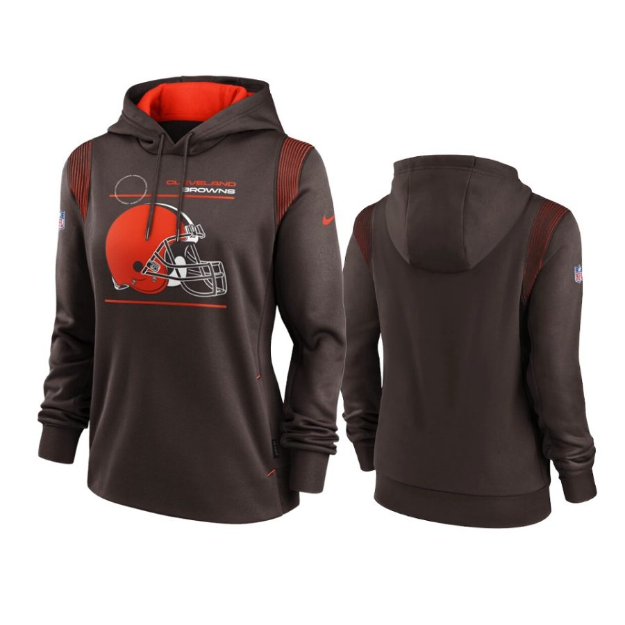 women browns brown sideline performance pullover hoodie