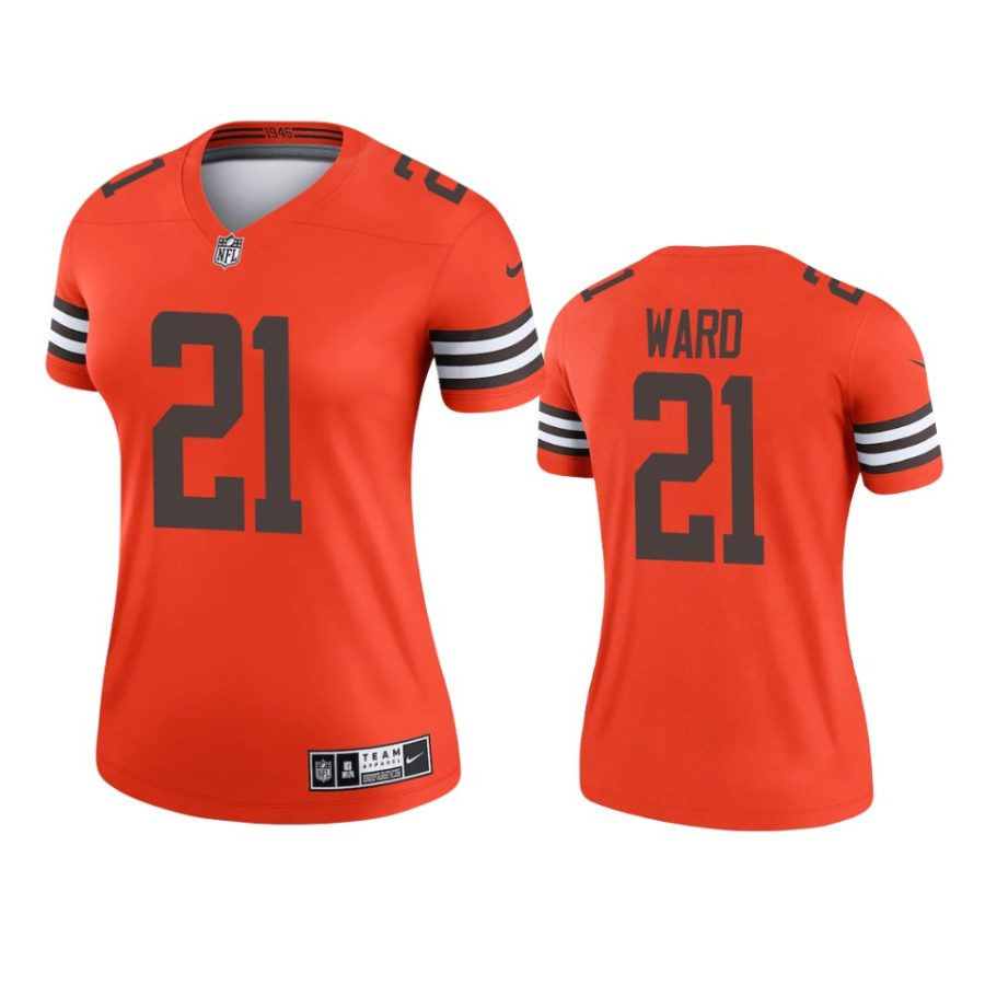 women browns denzel ward orange inverted legend jersey