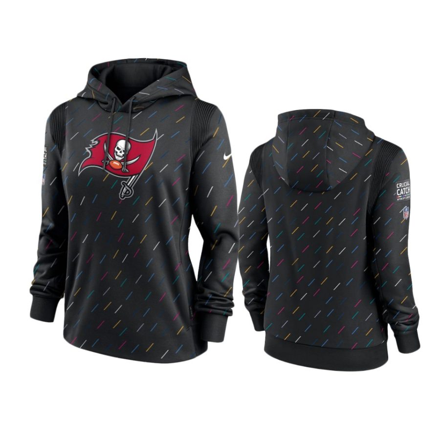 women buccaneers anthracite 2021 nfl crucial catch therma pullover hoodie