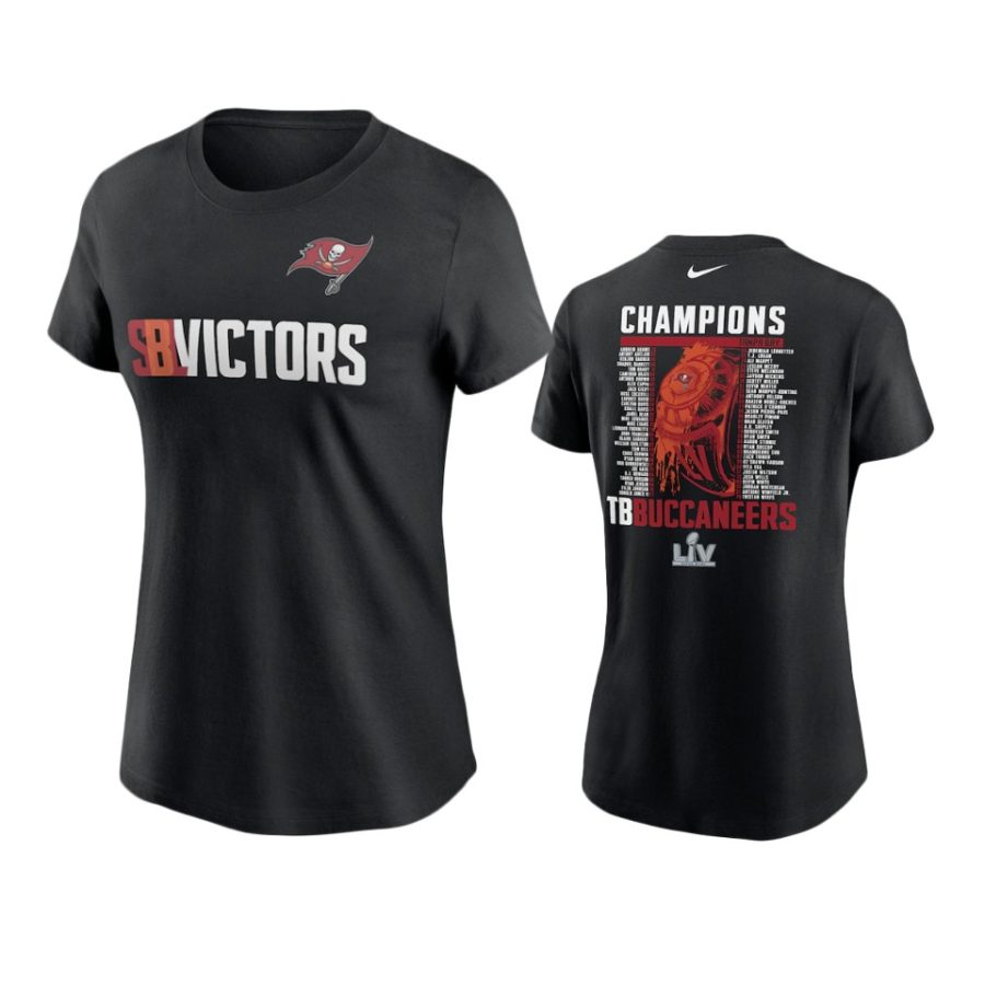 women buccaneers black super bowl lv champions t shirt