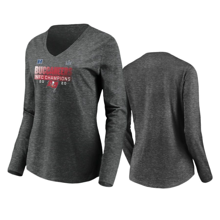 women buccaneers charcoal 2020 nfc champions scramble long sleeve t shirt