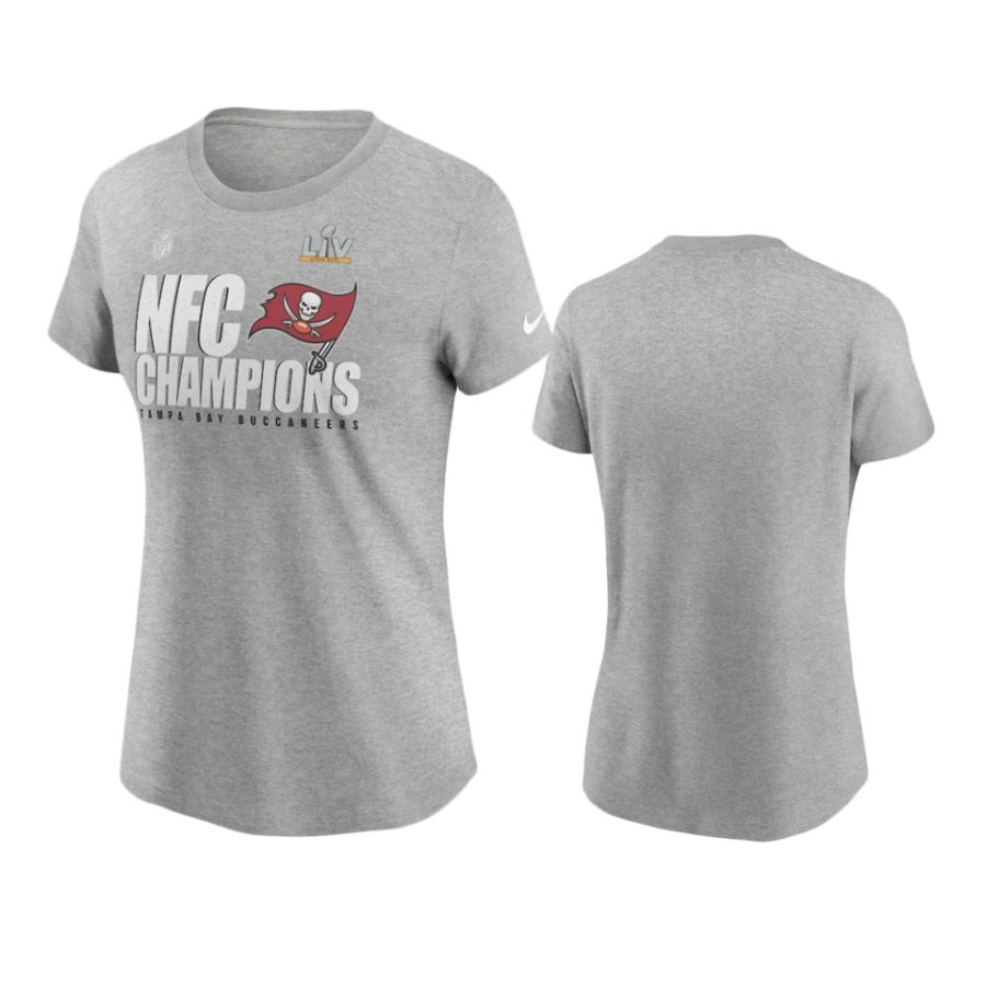 women buccaneers gray 2020 nfc champions t shirt