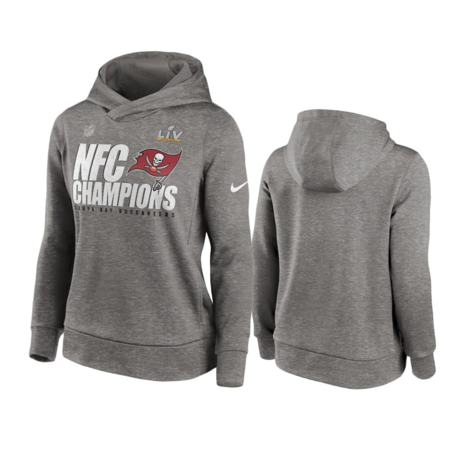 women buccaneers gray 2020 nfc champions trophy collection hoodie