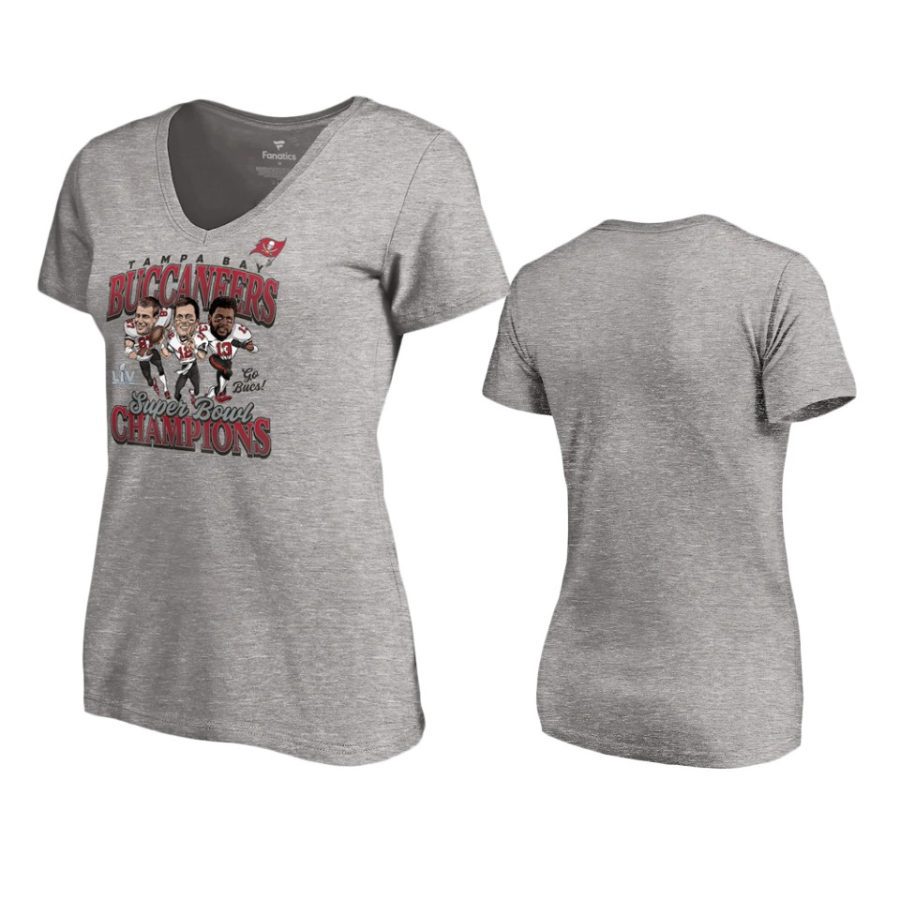 women buccaneers gray super bowl lv champions t shirt