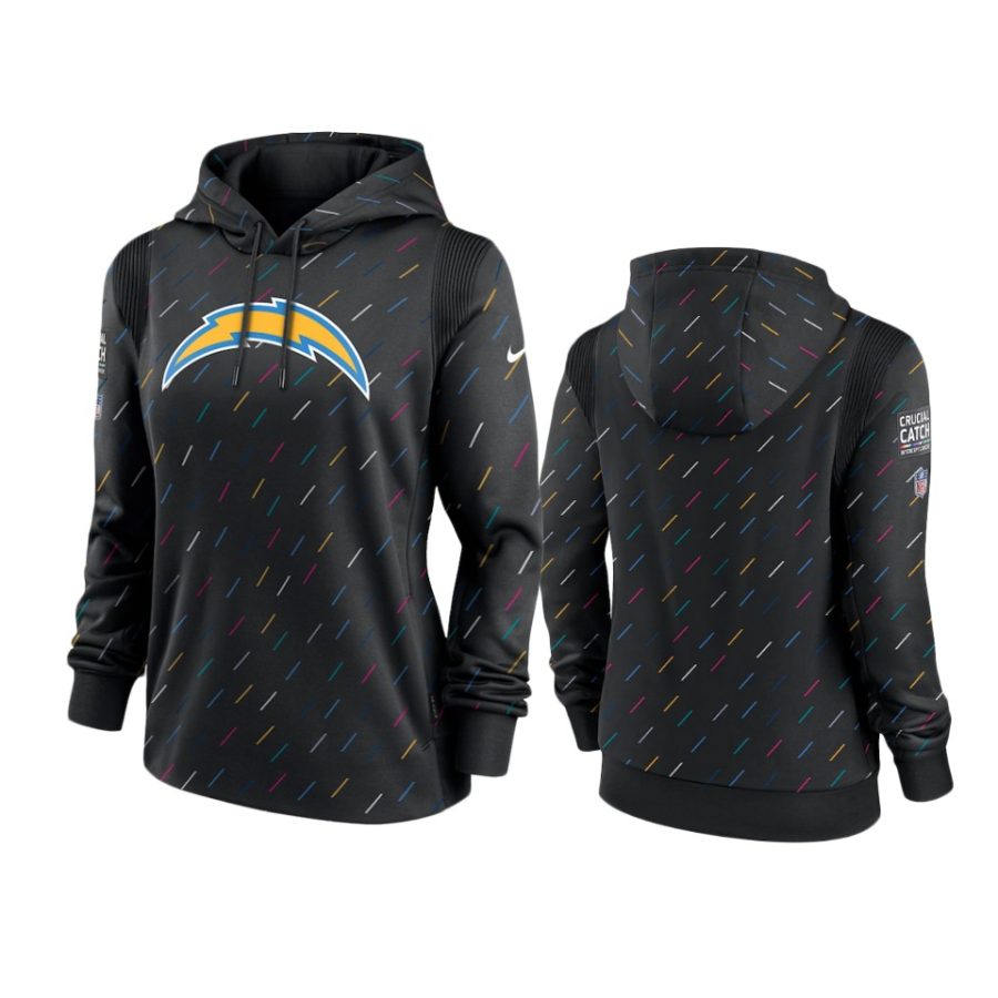 women chargers anthracite 2021 nfl crucial catch therma pullover hoodie