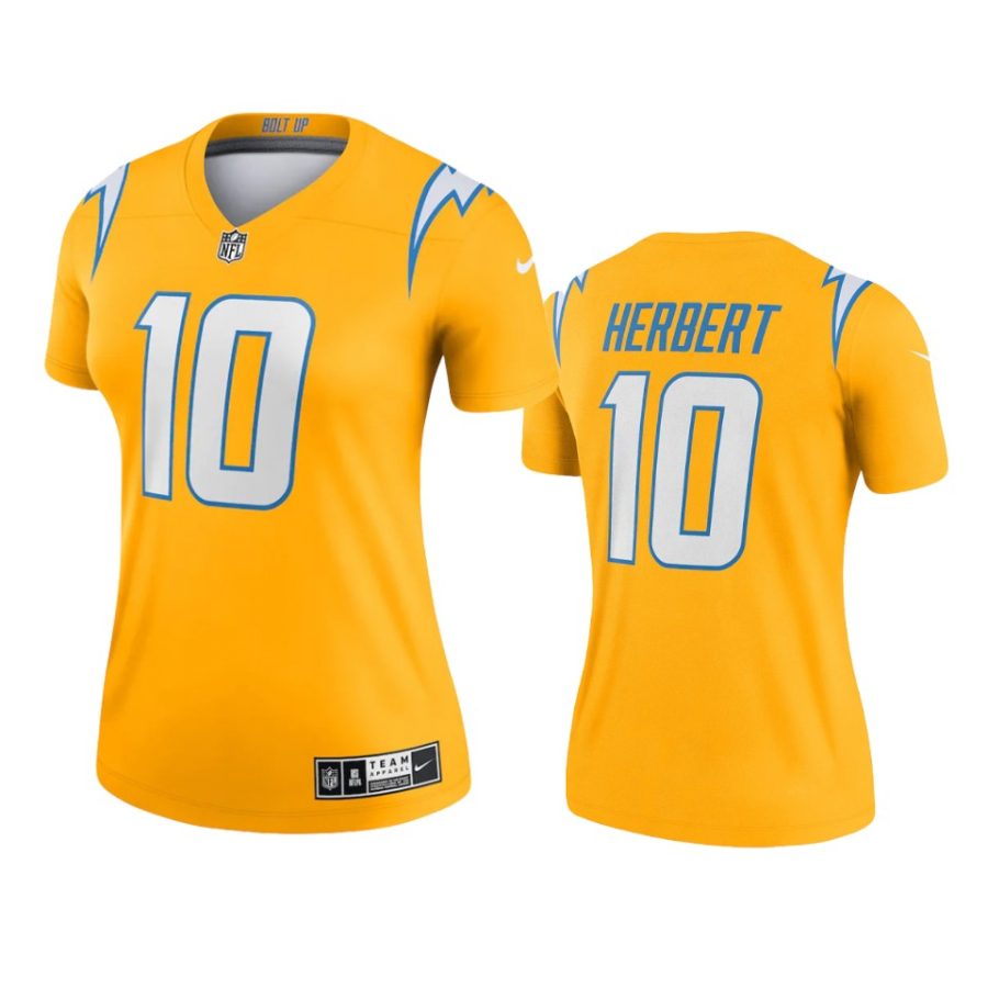 women chargers justin herbert gold inverted legend jersey