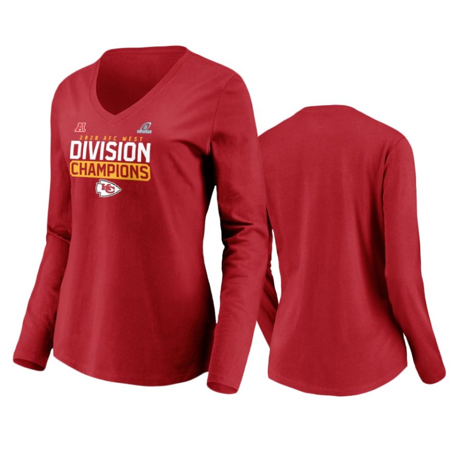 women chiefs red 2020 afc west division champions flying high long sleeve t shirt