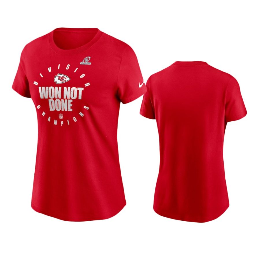 women chiefs red 2020 afc west division champions t shirt