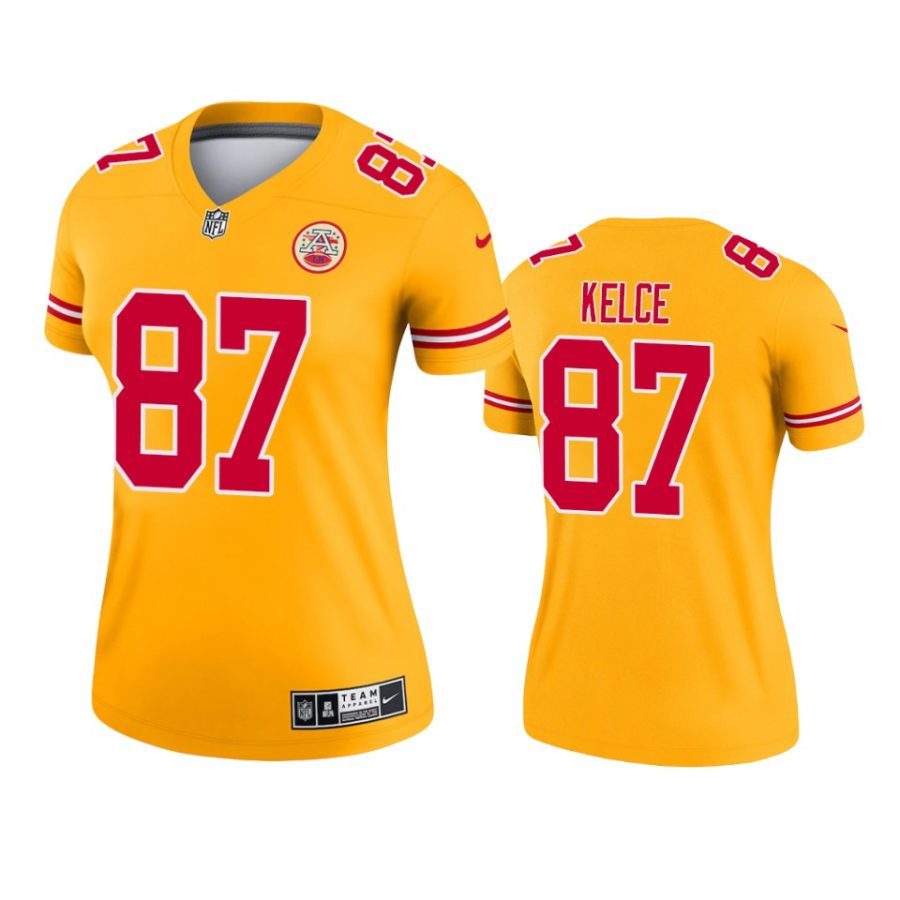 women chiefs travis kelce gold inverted legend jersey