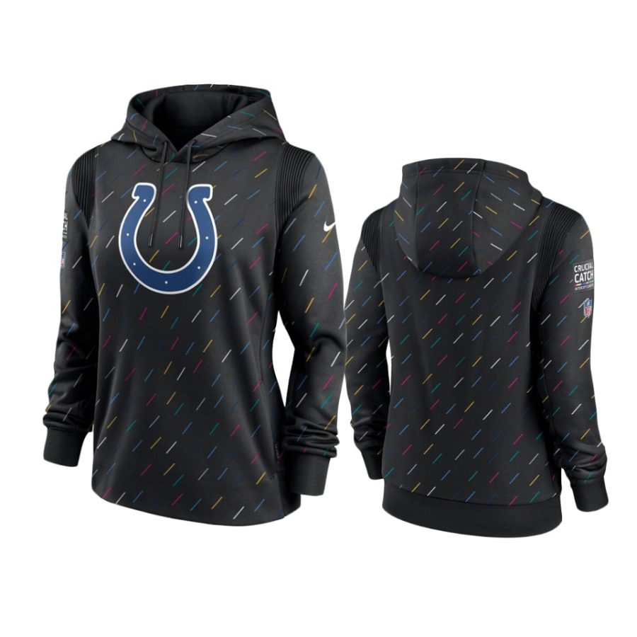 women colts anthracite 2021 nfl crucial catch therma pullover hoodie