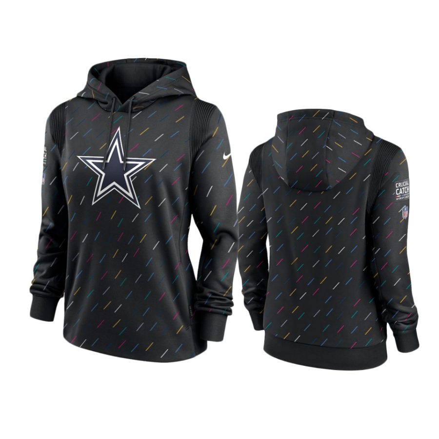 women cowboys anthracite 2021 nfl crucial catch therma pullover hoodie