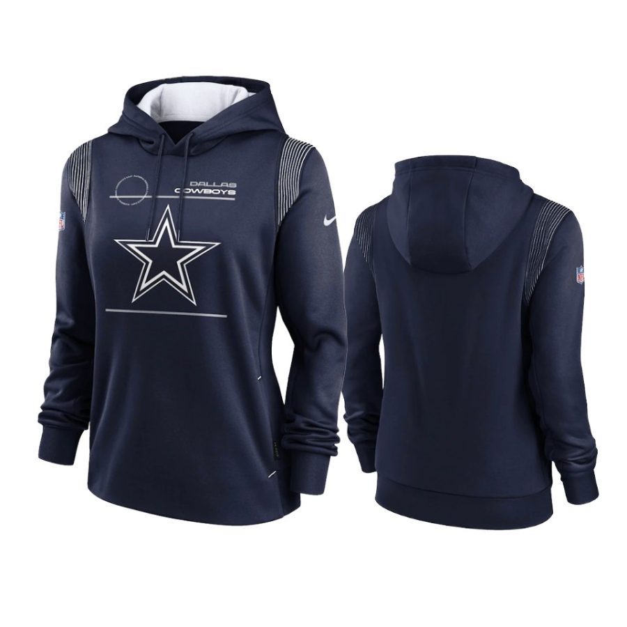 women cowboys navy sideline performance pullover hoodie