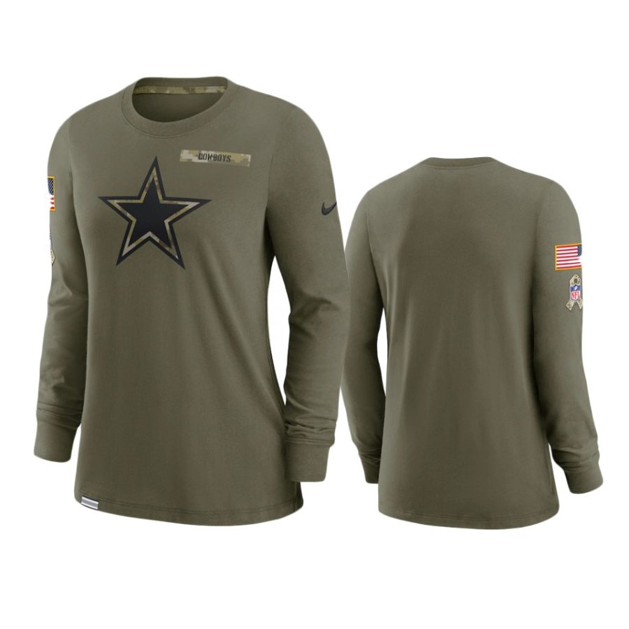 women cowboys olive 2021 salute to service performance long sleeve t shirt