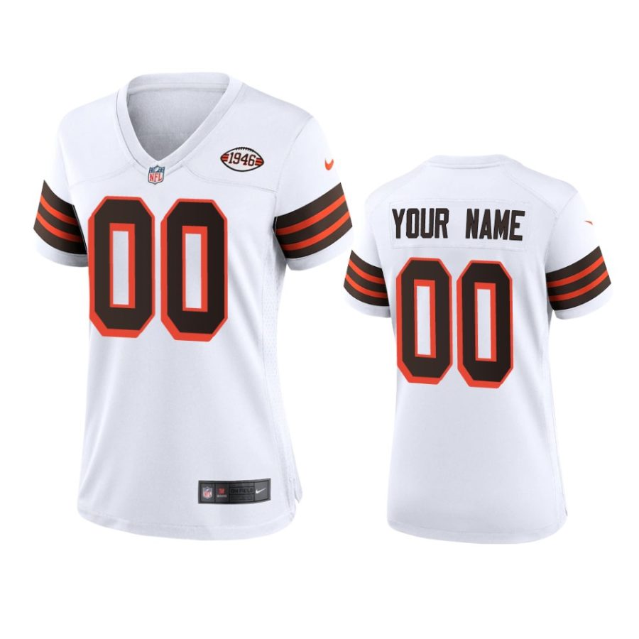 women custom browns white 1946 collection jersey