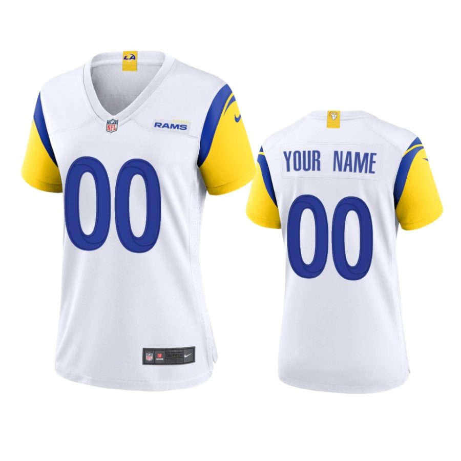 women custom rams alternate game white jersey