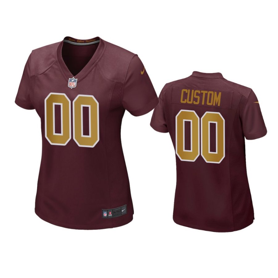 women custom washington football team alternate game burgundy jersey