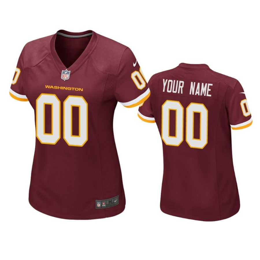 women custom washington football team burgundy game jersey