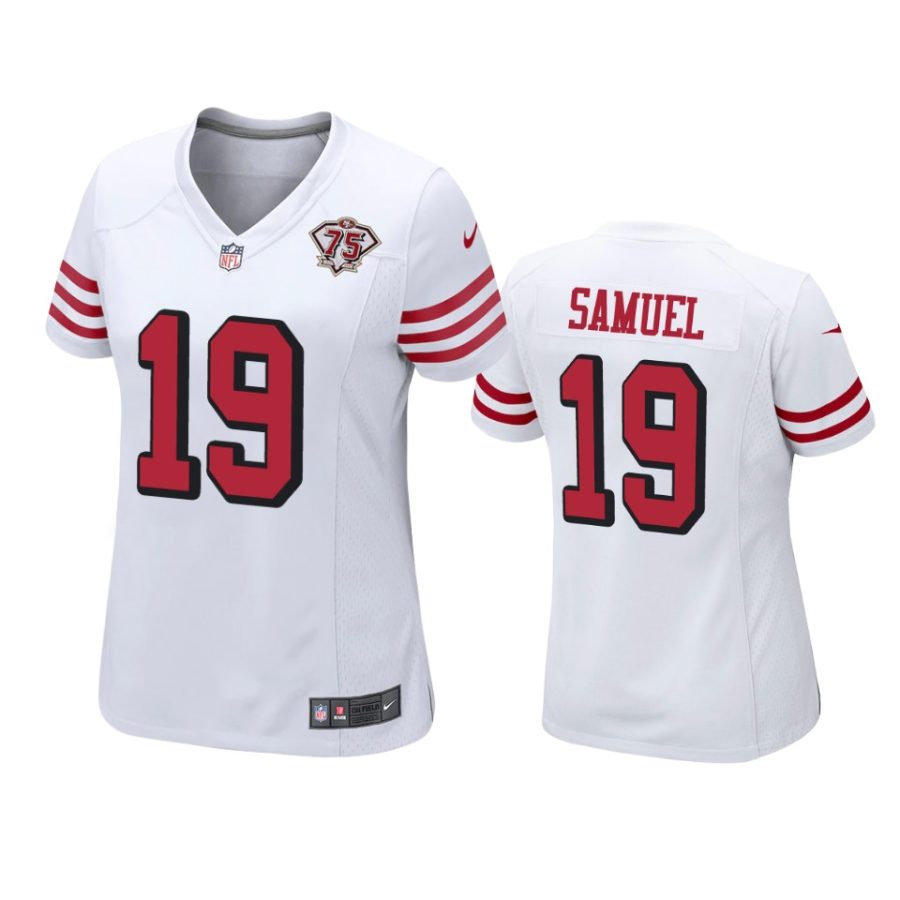 women deebo samuel 49ers 75th anniversary white jersey