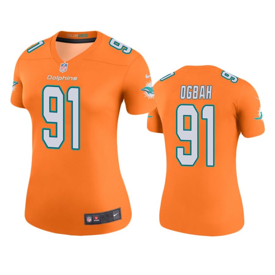 women dolphins emmanuel ogbah orange color rush legend jersey