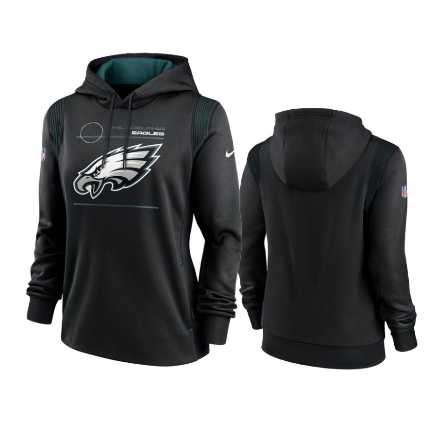 women eagles black sideline performance pullover hoodie