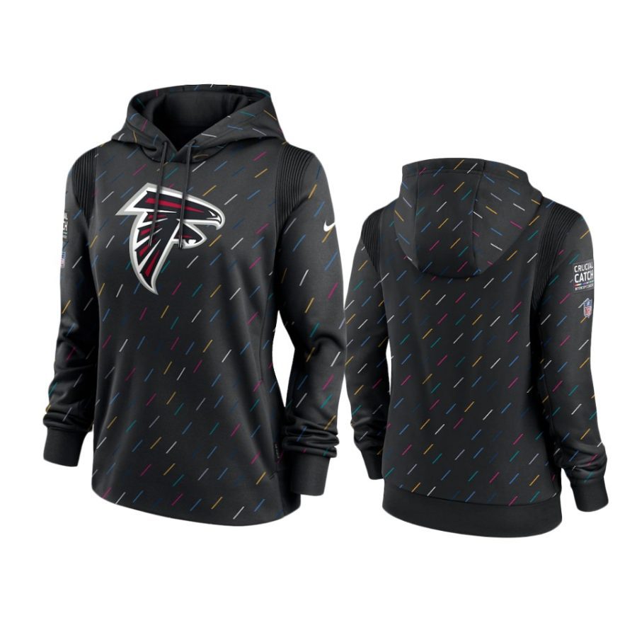 women falcons anthracite 2021 nfl crucial catch therma pullover hoodie